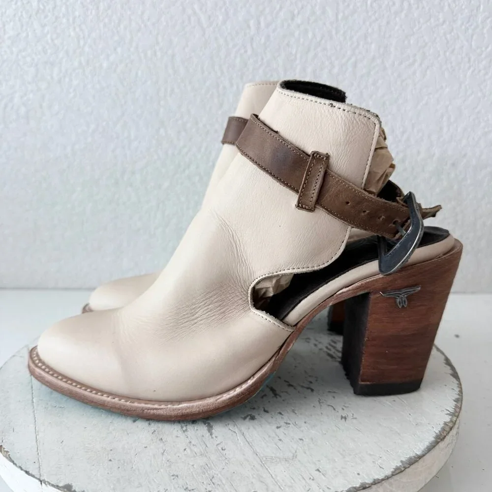 Lane HIGH NOON Womens Cowboy Booties Putty Western Cowgirl Short Boots Size 9